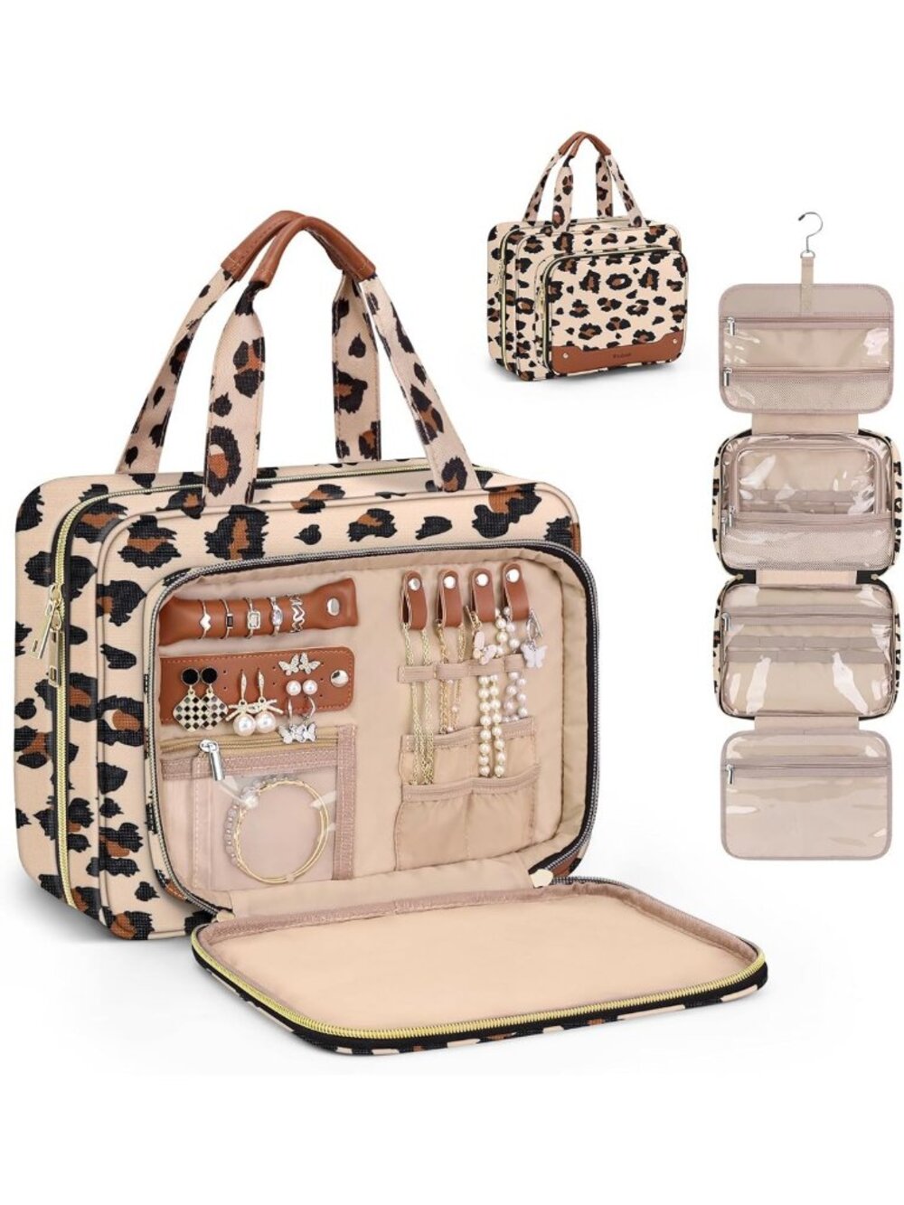 Hanging Toiletry Bag for Women - Large Waterproof Makeup & Jewelry Organizer